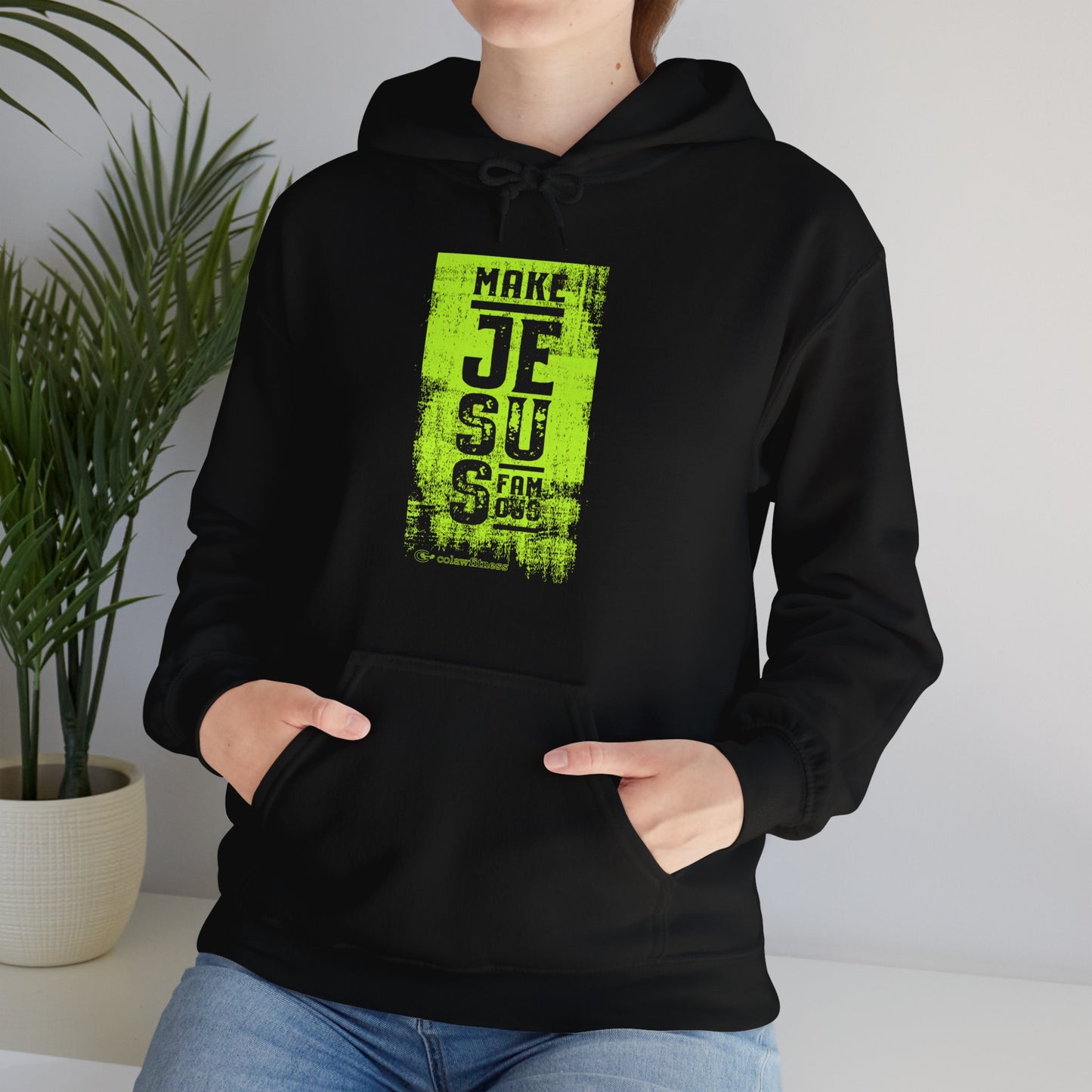 Make Jesus Famous Textured Unisex Heavy Blend™ Hooded Sweatshirt