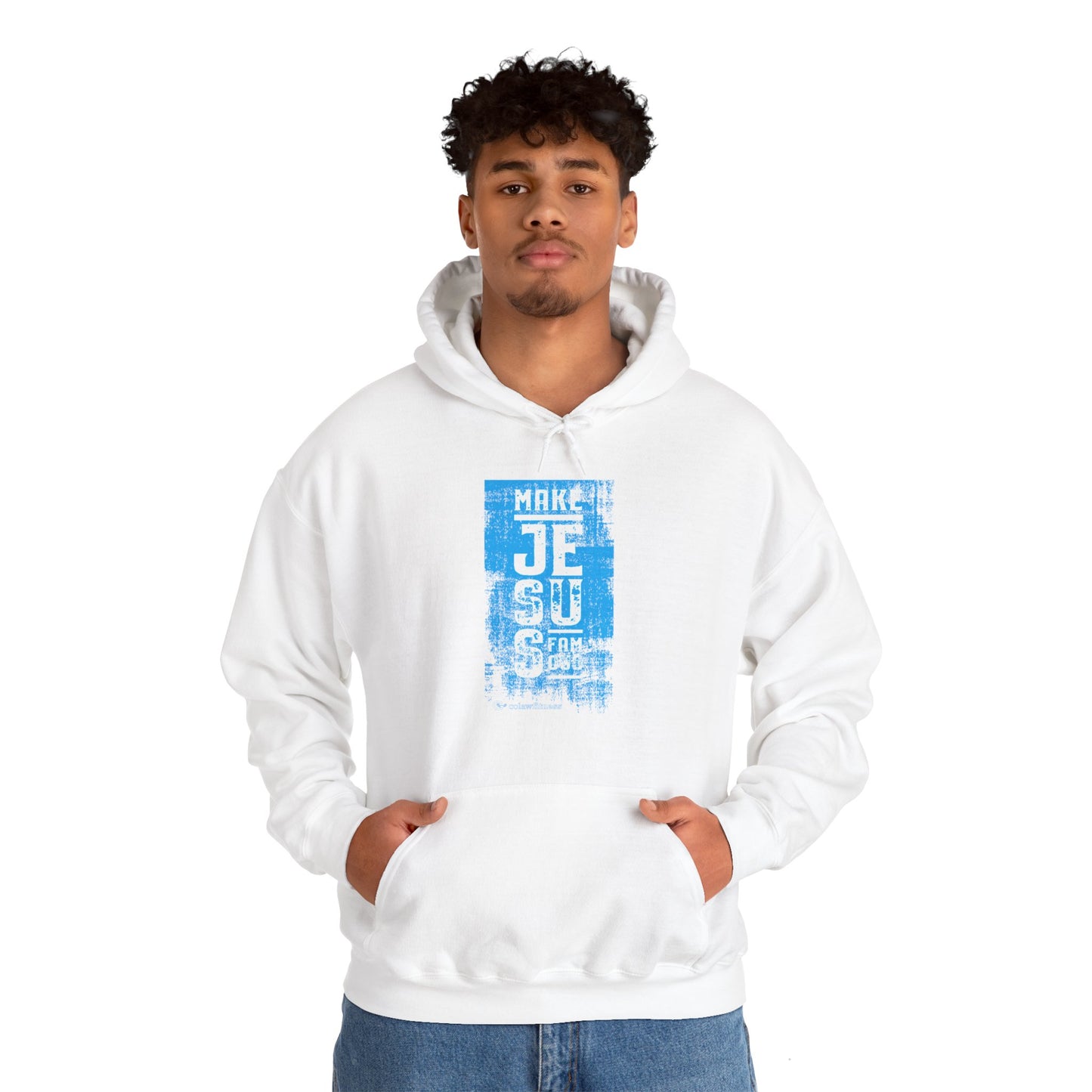 Make Jesus Famous Textured Unisex Heavy Blend™ Hooded Sweatshirt