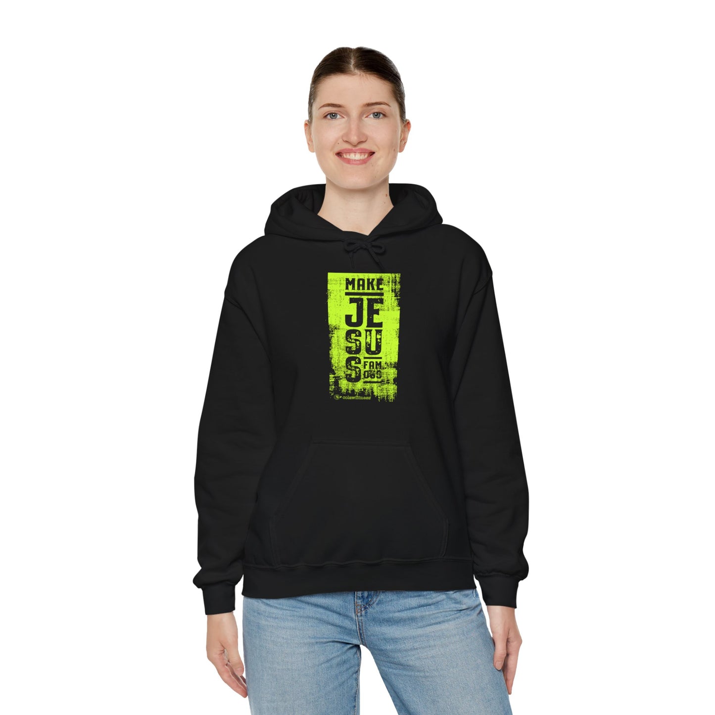 Make Jesus Famous Textured Unisex Heavy Blend™ Hooded Sweatshirt