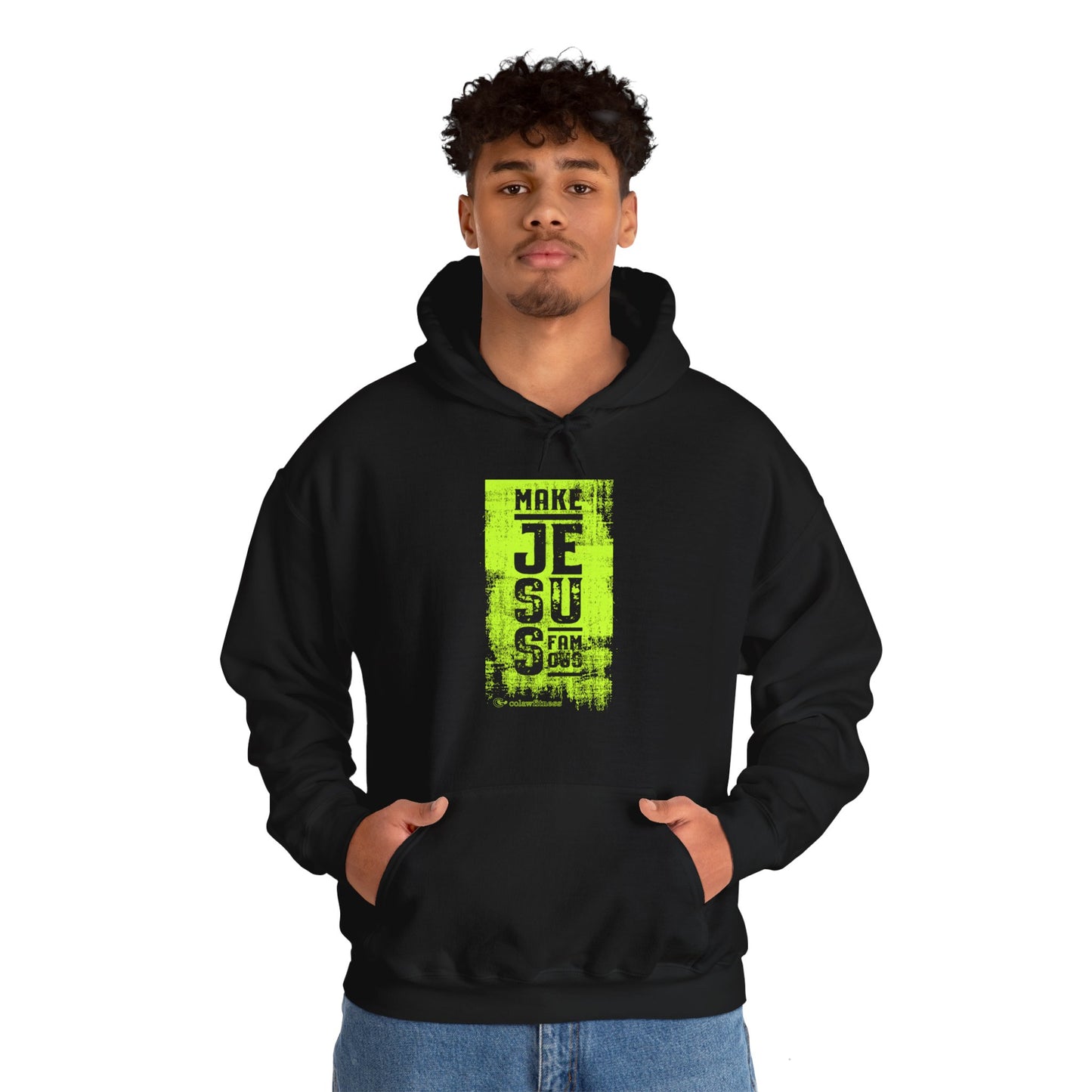 Make Jesus Famous Textured Unisex Heavy Blend™ Hooded Sweatshirt