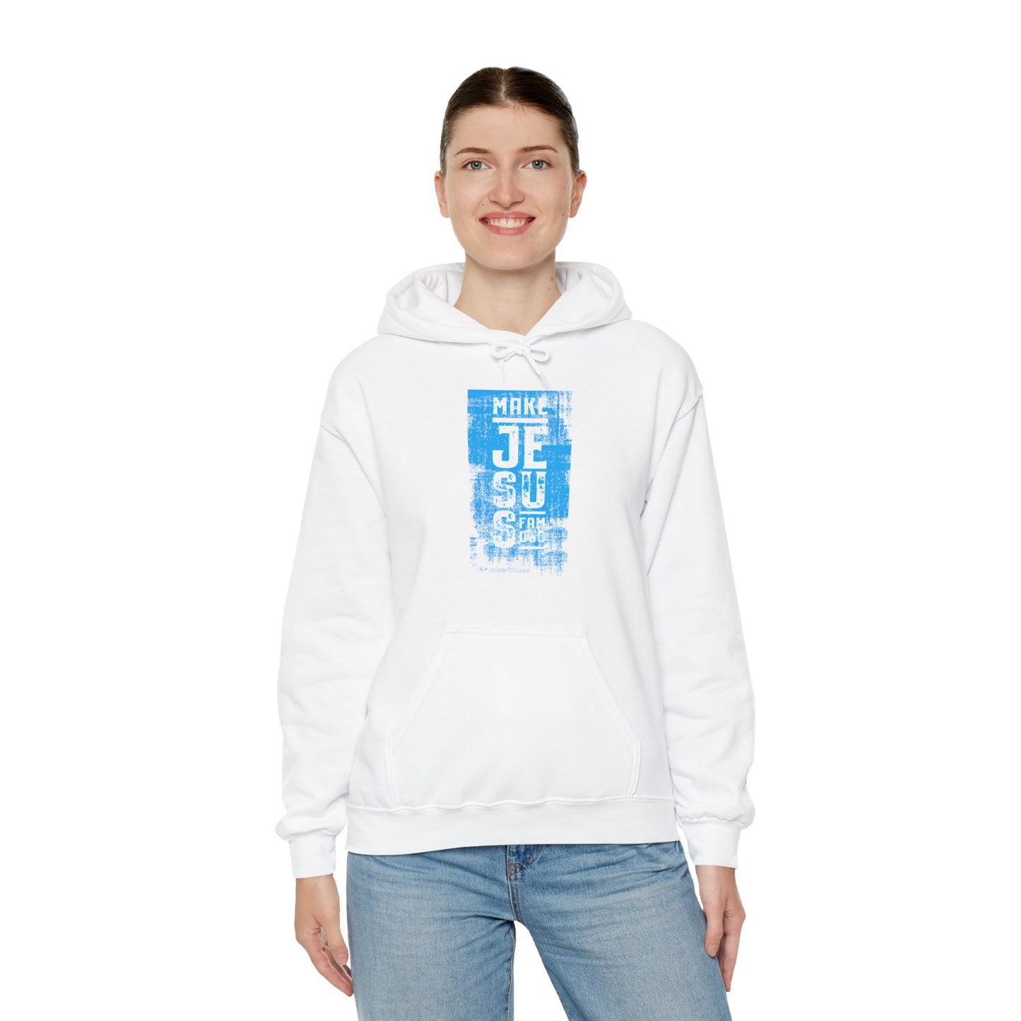 Make Jesus Famous Textured Unisex Heavy Blend™ Hooded Sweatshirt